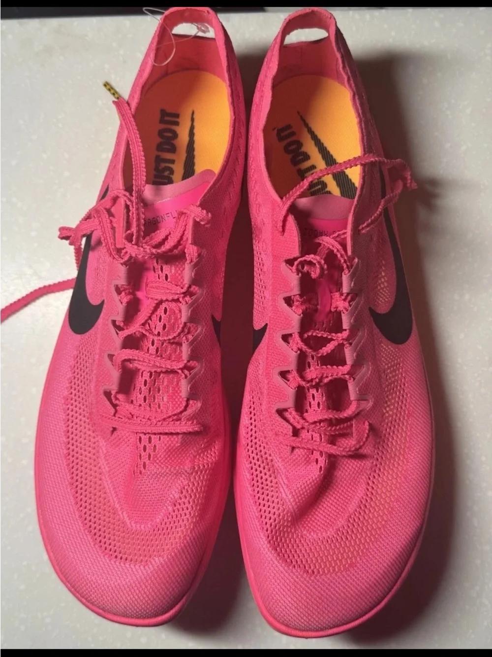 Nike men’s Fast-Run Shoe in Hot Pink with Orange Sole
